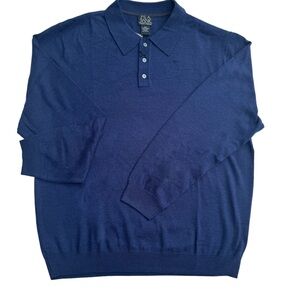 Jos A Bank Merino Wool Tailored Fit Long Sleeve Polo Sweater